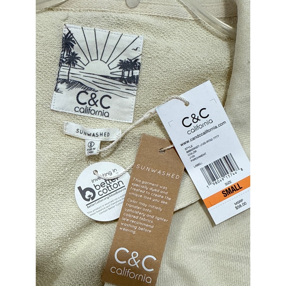 C & C California Womens S Sun Washed Terry Top Nautical Coastal Beach Preppy Y2K - Picture 8 of 10
